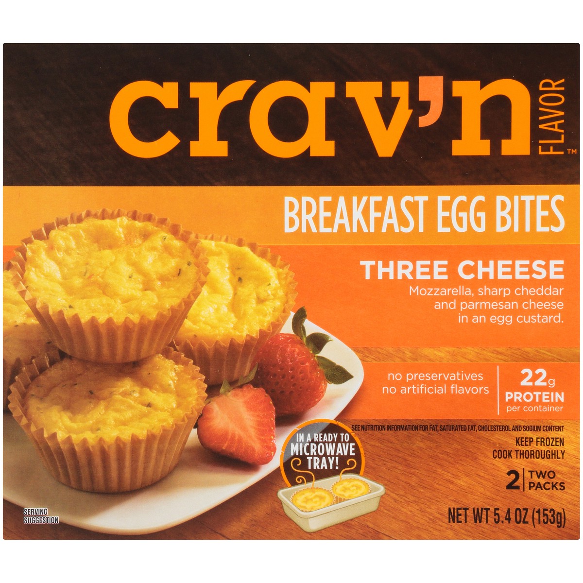 slide 5 of 10, Crav'n Flavor Three Cheese Breakfast Egg Bites 2 ea, 2 ct