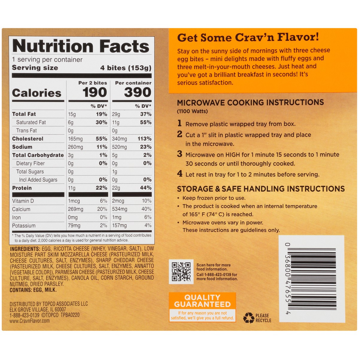 slide 9 of 10, Crav'n Flavor Three Cheese Breakfast Egg Bites 2 ea, 2 ct