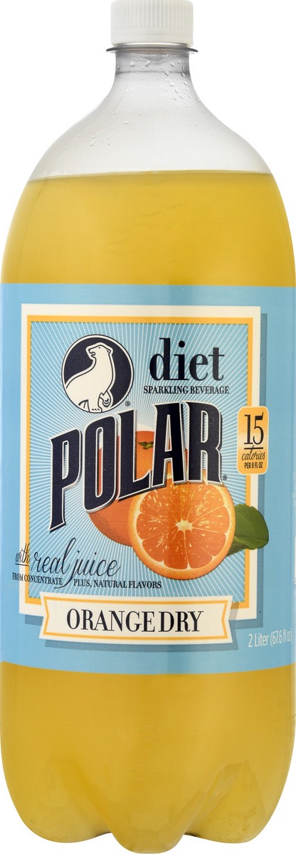 slide 4 of 10, Polar Diet Orange Dry Sparkling Beverage 2 lt, 2 liter