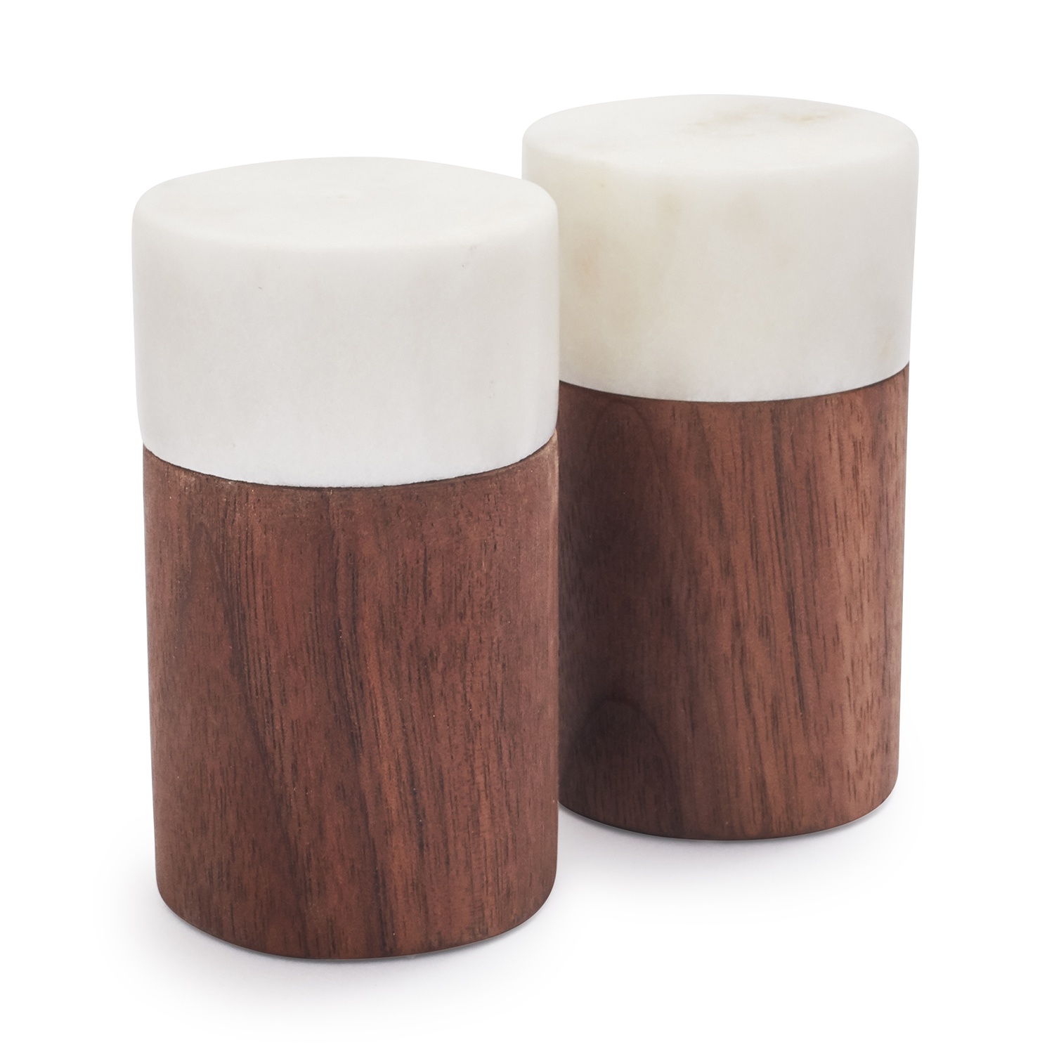 slide 1 of 1, Sur La Table Marble & Walnut Salt & Pepper Shakers, 1 ct