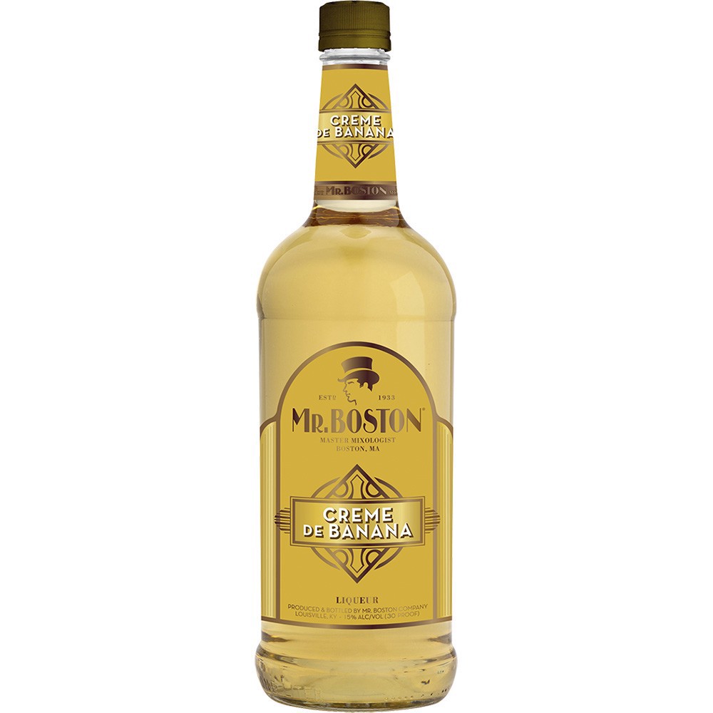 slide 1 of 1, Mr. Boston Creme de Banana Liqueur 1L Bottle – Banana Flavored Liqueur 15% ABV (30 Proof), 1 liter