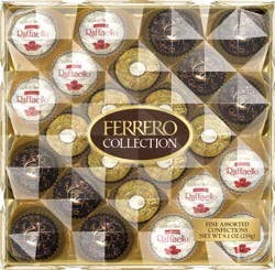 Ferrero Rocher Gourmet Assorted Hazelnut Milk and Dark Chocolate and Coconut Chocolate Gift Box