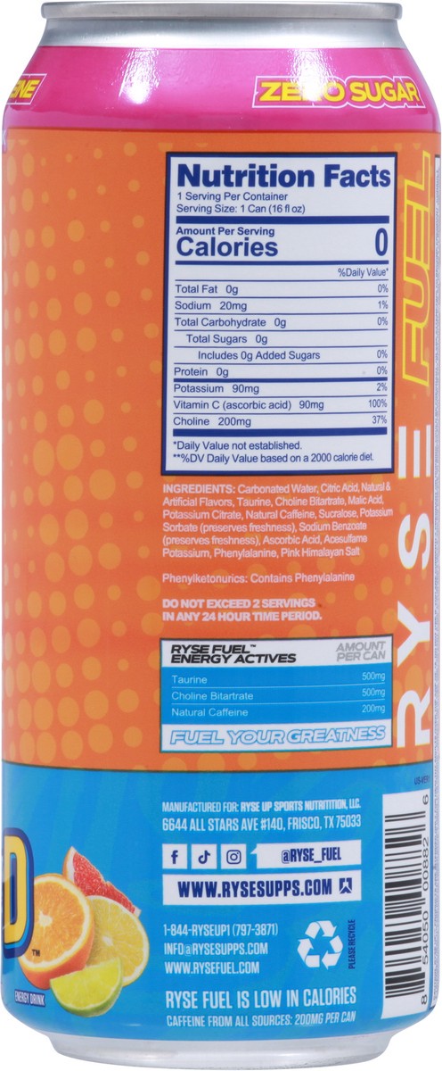 slide 12 of 12, RYSE Fuel SunnyD Energy Drink 16 fl oz, 16 fl oz