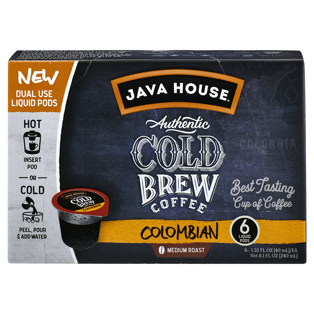slide 1 of 1, Java House Columbian Medium Roast Authentic Cold Brew Coffee Pods, 6 ct