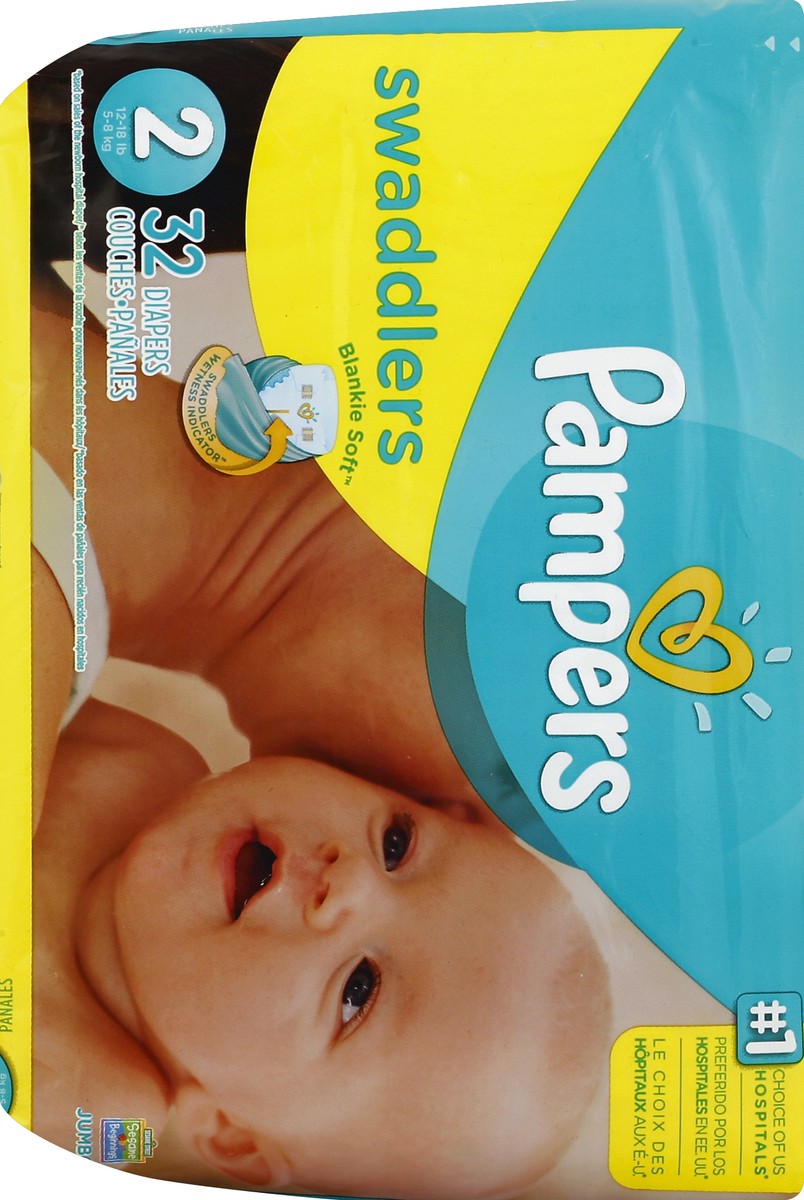 slide 5 of 6, Pampers Swaddlers Diapers Size 2, 32 ct