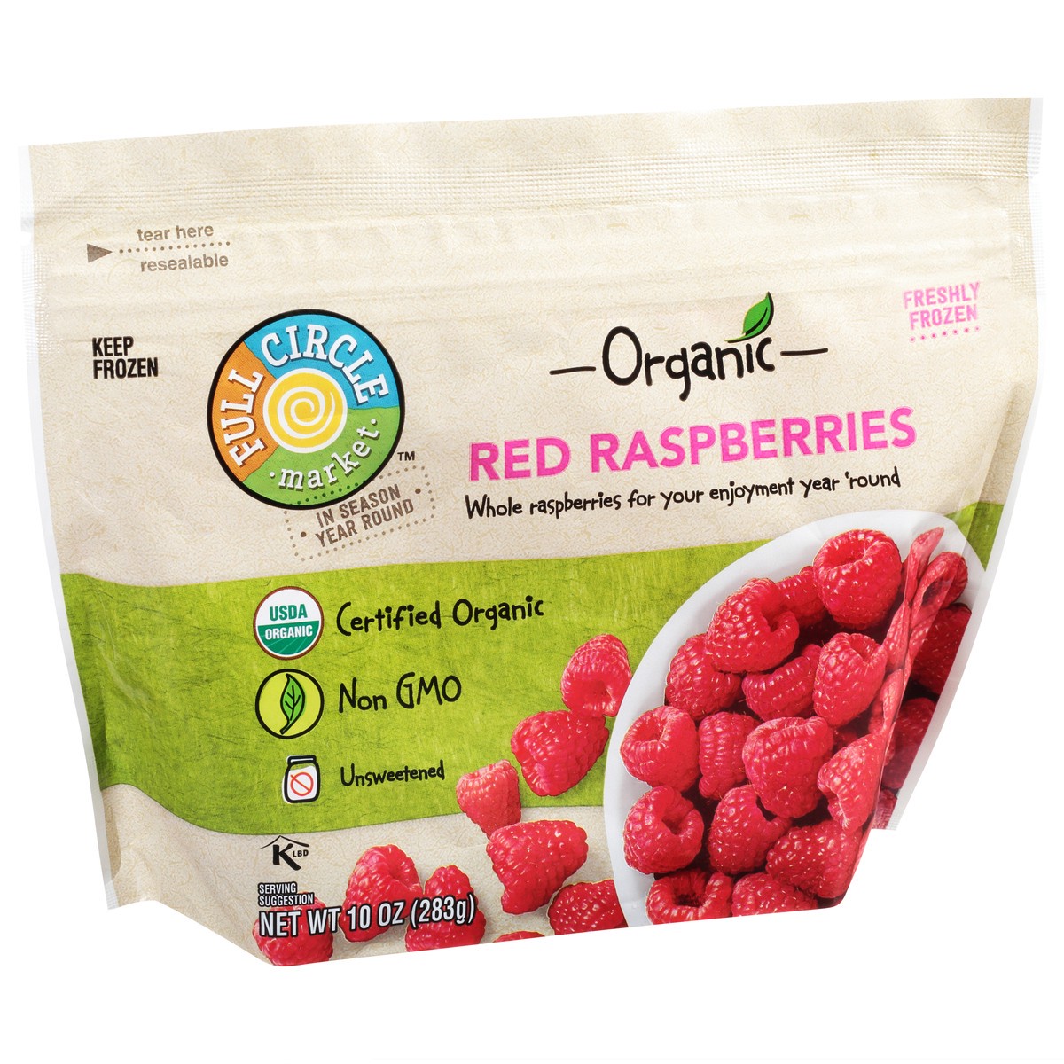 slide 3 of 9, Full Circle Market Organic Unsweetened Red Raspberries 10 oz, 10 oz