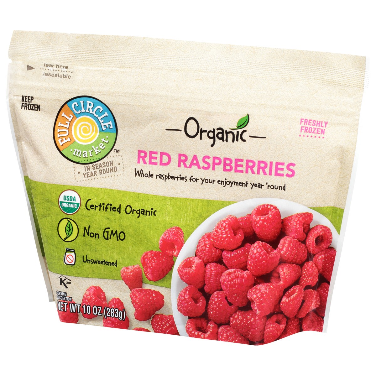 slide 8 of 9, Full Circle Market Organic Unsweetened Red Raspberries 10 oz, 10 oz