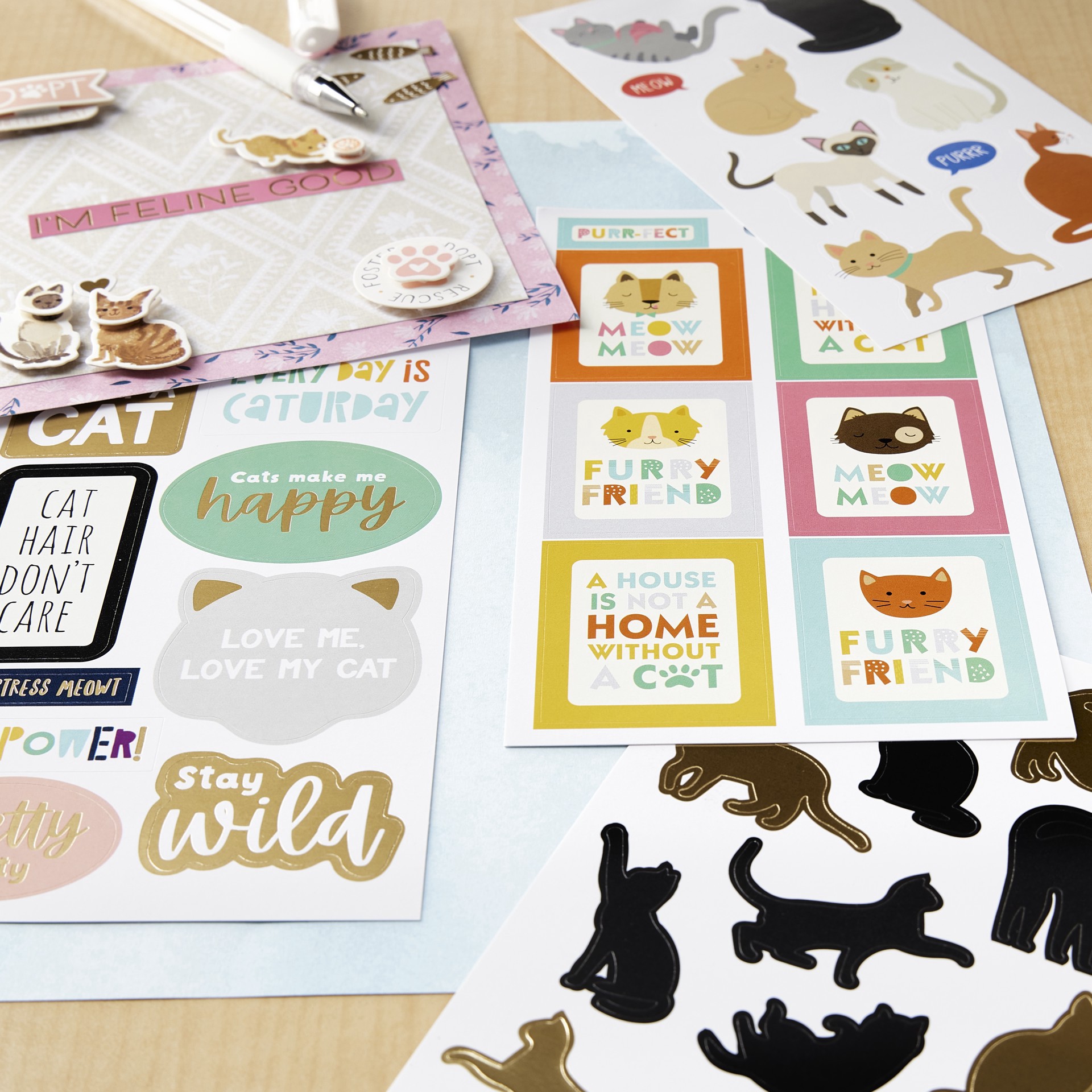 slide 3 of 3, Cat Stickers By Recollections, 4 in x 7 in