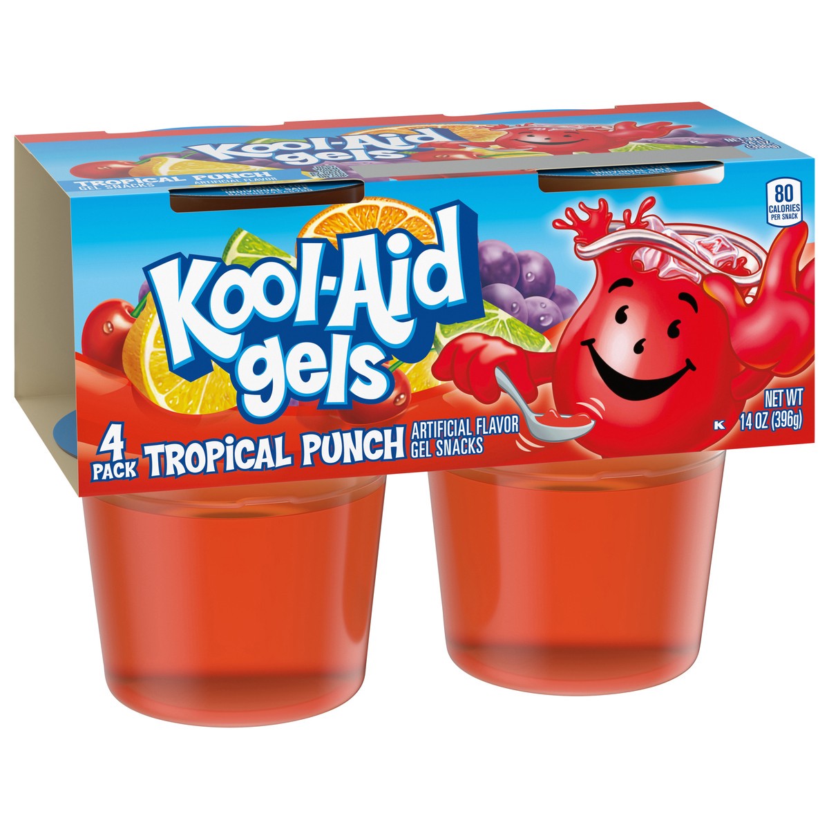 slide 11 of 13, Kool-Aid Gels Tropical Punch Jell-O Ready-to-Eat Gelatin Snacks, 4 ct Cups, 4 ct