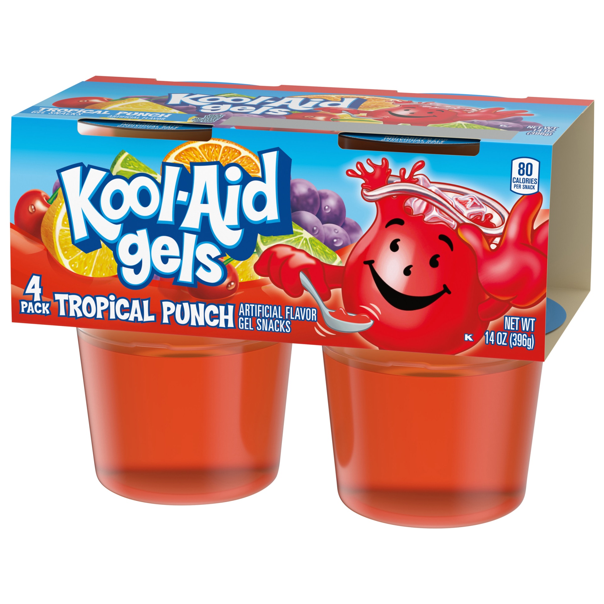 slide 3 of 7, Kool-Aid Gels Tropical Punch Jell-O Ready-to-Eat Gelatin Snacks Cups, 14 oz