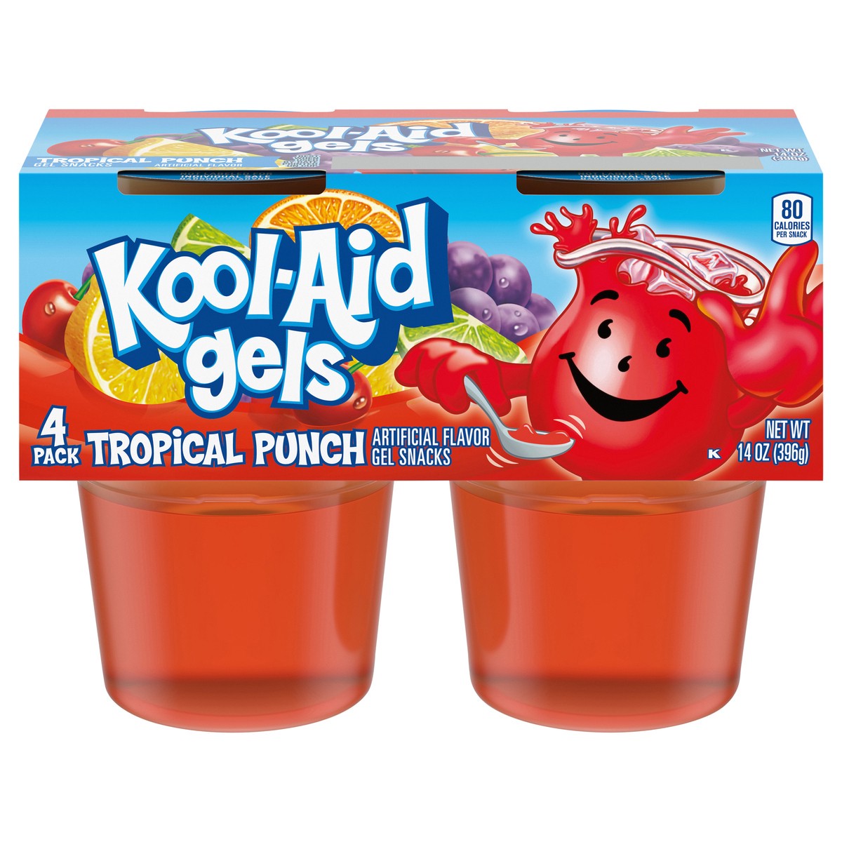 slide 3 of 13, Kool-Aid Gels Tropical Punch Jell-O Ready-to-Eat Gelatin Snacks, 4 ct Cups, 4 ct