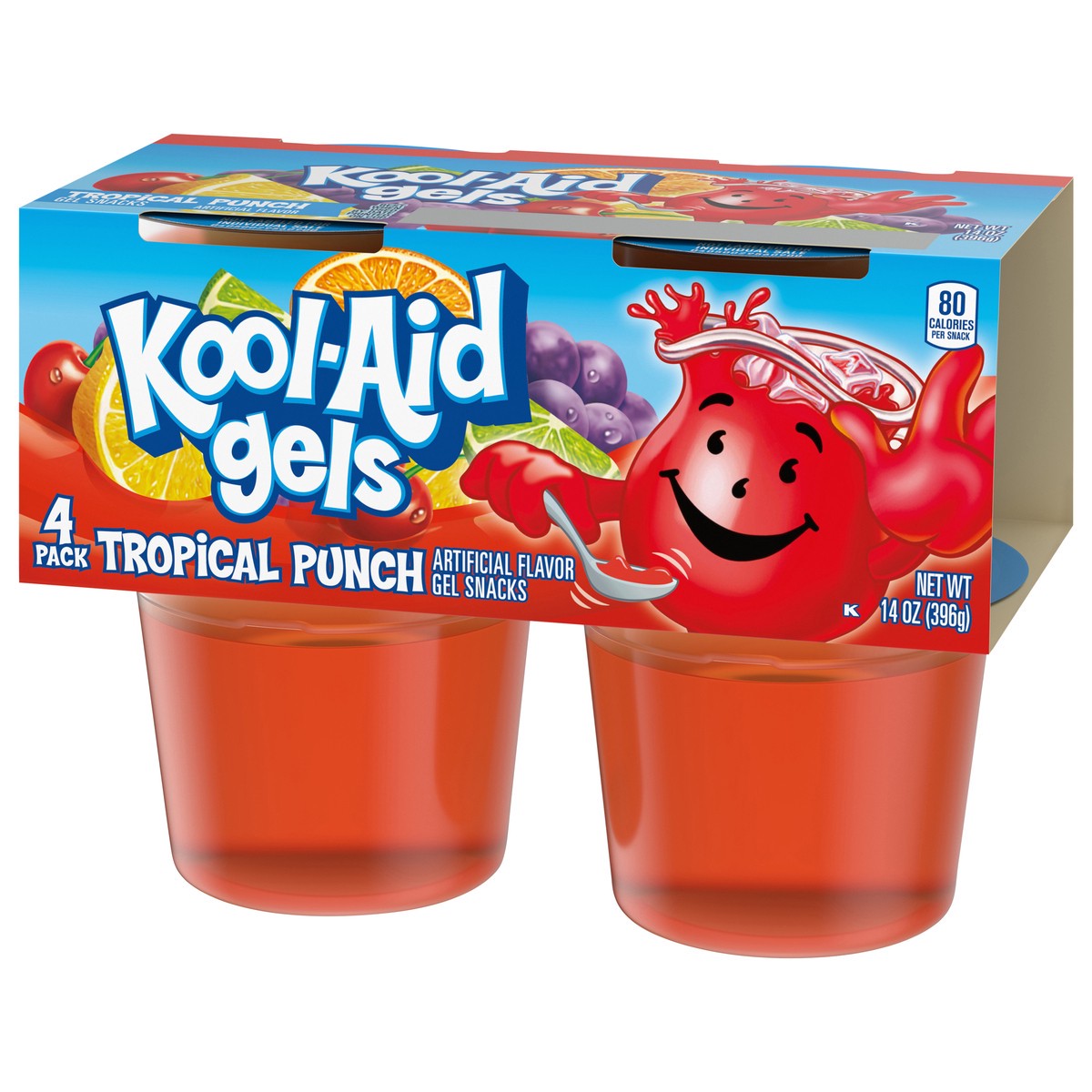 slide 6 of 13, Kool-Aid Gels Tropical Punch Jell-O Ready-to-Eat Gelatin Snacks, 4 ct Cups, 4 ct