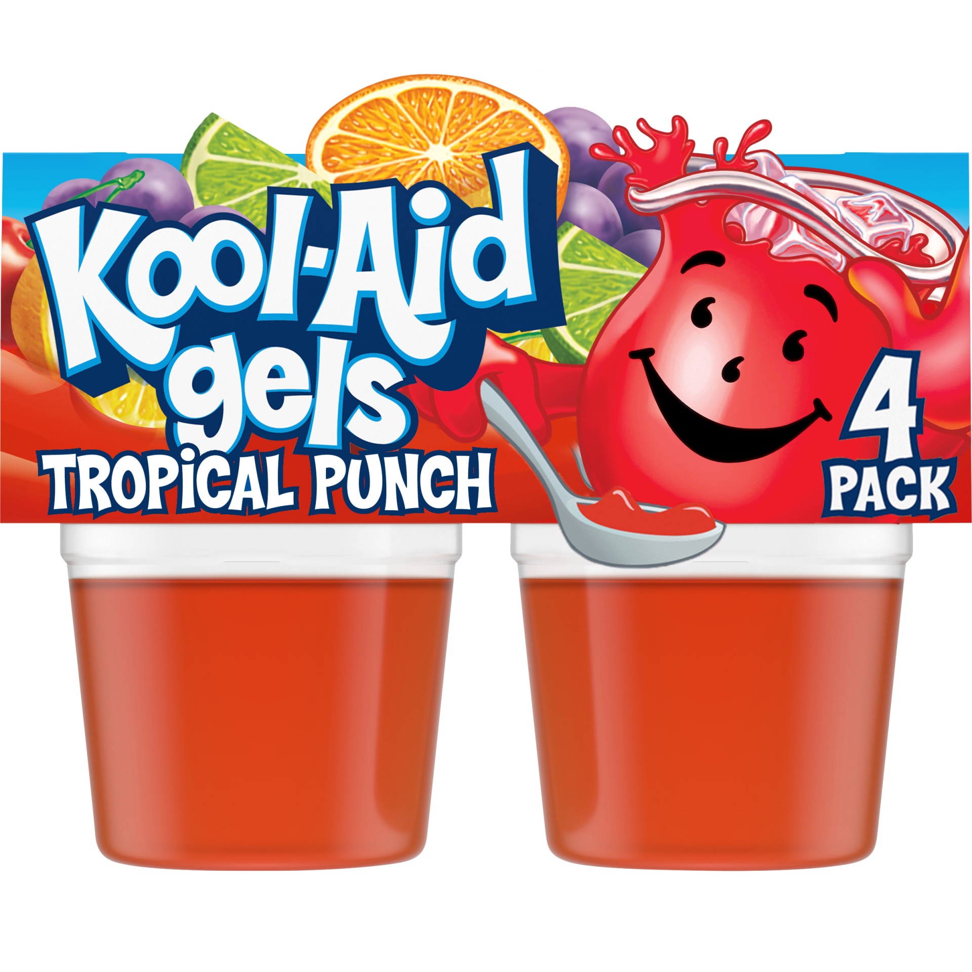 slide 1 of 7, Kool-Aid Gels Tropical Punch Jell-O Ready-to-Eat Gelatin Snacks Cups, 14 oz