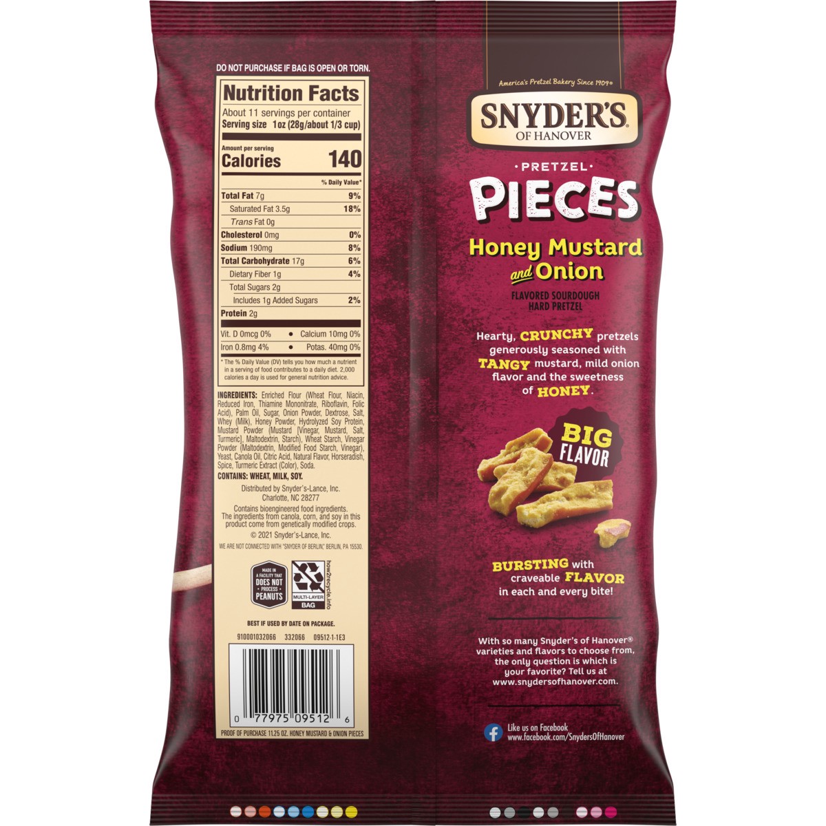 slide 3 of 9, Snyder's of Hanover Honey Mustard & Onion Flavored Pretzel Pieces, 11.250 oz