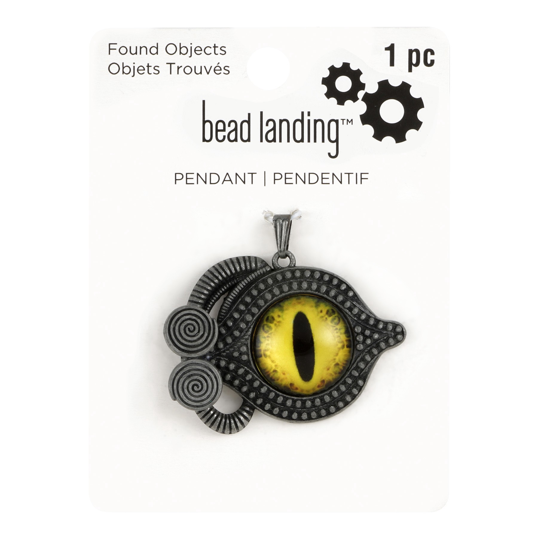 slide 3 of 3, Found Objects Yellow Eye Pendant By Bead Landing, 44mm x 30mm
