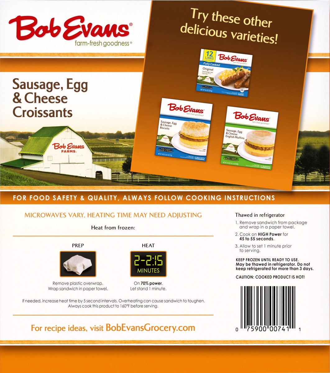 slide 3 of 14, Bob Evans Sausage, Egg & Cheese Croissants, 14.6 oz