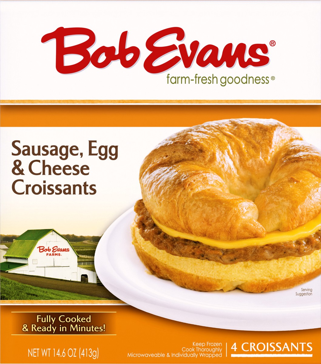 slide 12 of 14, Bob Evans Sausage, Egg & Cheese Croissants, 14.6 oz