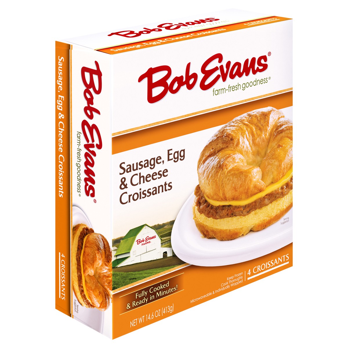 slide 8 of 14, Bob Evans Sausage, Egg & Cheese Croissants, 14.6 oz