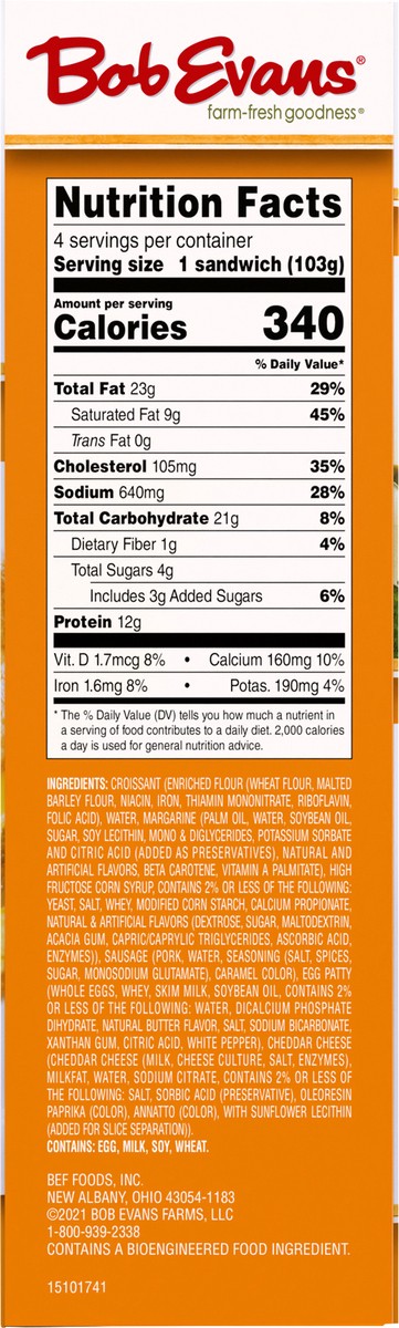 slide 10 of 14, Bob Evans Sausage, Egg & Cheese Croissants, 14.6 oz