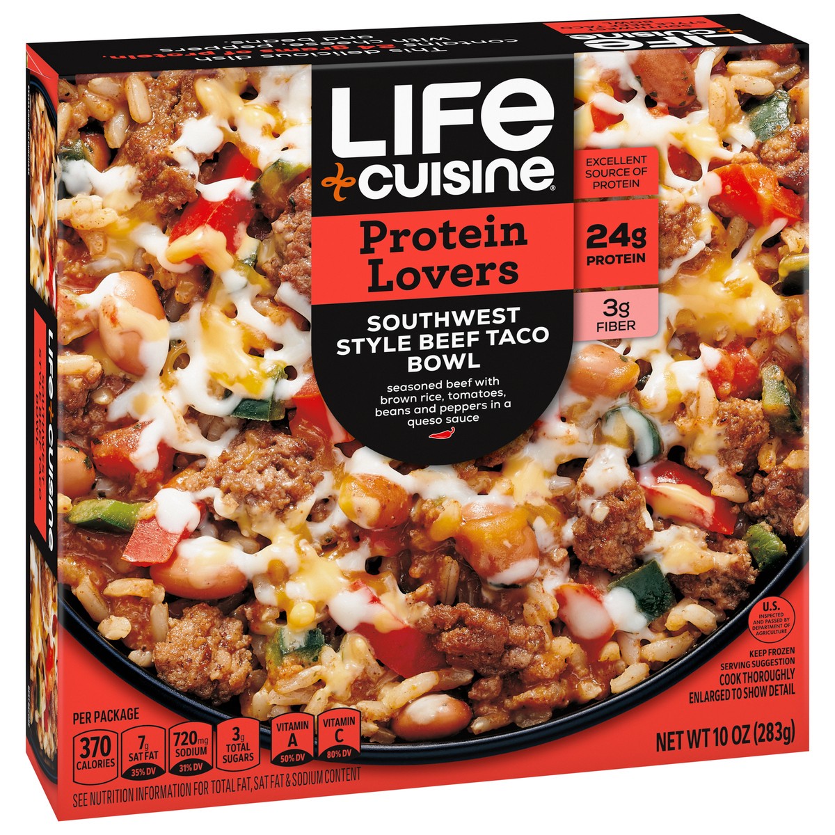 slide 6 of 9, Life Cuisine Frozen Meal Southwest Style Beef Taco Bowl, Protein Lovers Microwave Meal, High Protein Dinner for One, 10 oz