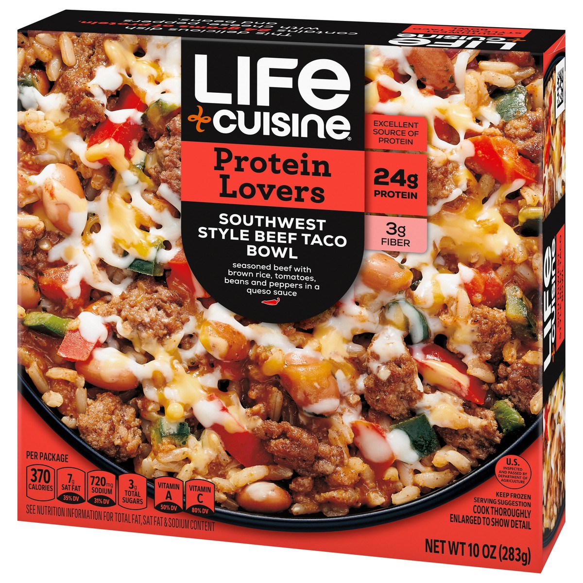 slide 8 of 9, Life Cuisine Frozen Meal Southwest Style Beef Taco Bowl, Protein Lovers Microwave Meal, High Protein Dinner for One, 10 oz