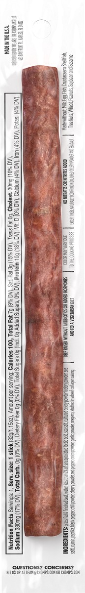 slide 6 of 8, Chomps Taco Beef 1.15oz Stick, 1.15 oz