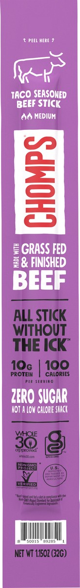slide 4 of 8, Chomps Taco Beef 1.15oz Stick, 1.15 oz