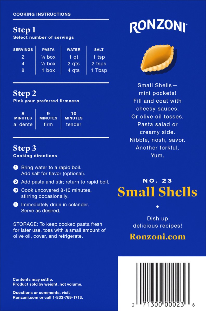 slide 4 of 9, Ronzoni Small Shells, 1 lb