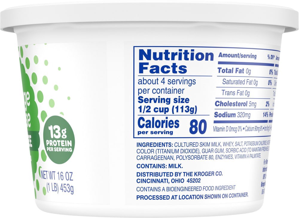 slide 2 of 5, Kroger Small Curd Fat Free Cottage Cheese, 16 oz