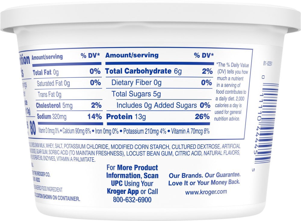slide 4 of 5, Kroger Small Curd Fat Free Cottage Cheese, 16 oz