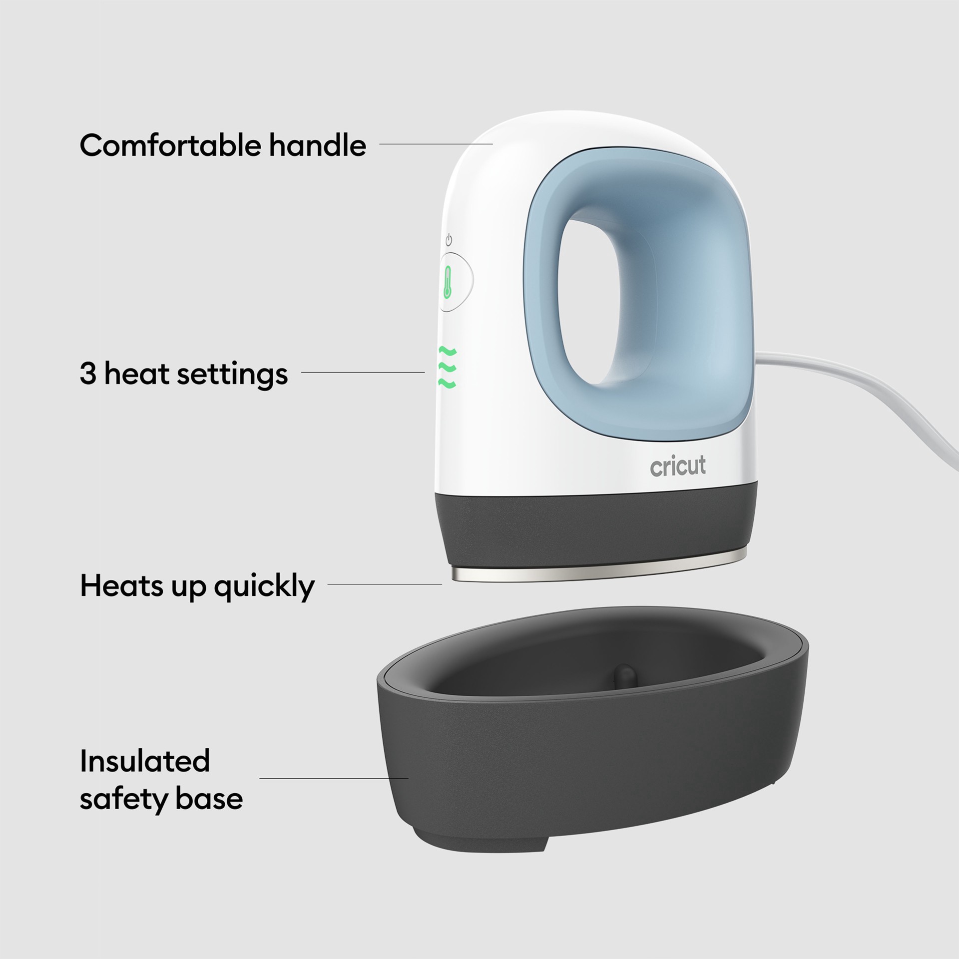 slide 14 of 14, Cricut Easypress Mini, Zen Blue, 3.62 in x 6.3 in x 7.8 in