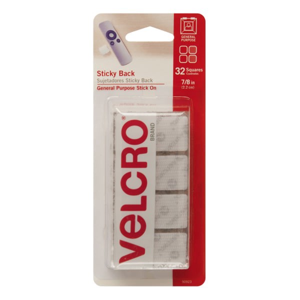 slide 1 of 2, VELCRO Brand Sticky Back Fasteners, Squares, 7/8'' X 7/8'', White, Pack Of 32, 32 ct