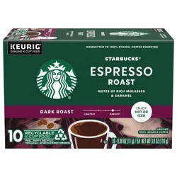 Starbucks Ground 100% Arabica Dark Roast Espresso Roast Coffee 10 - 0.38 oz K-Cup Pods