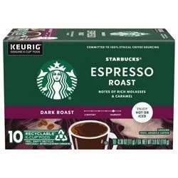 Starbucks Ground 100% Arabica Dark Roast Espresso Roast Coffee 10 - 0.38 oz K-Cup Pods