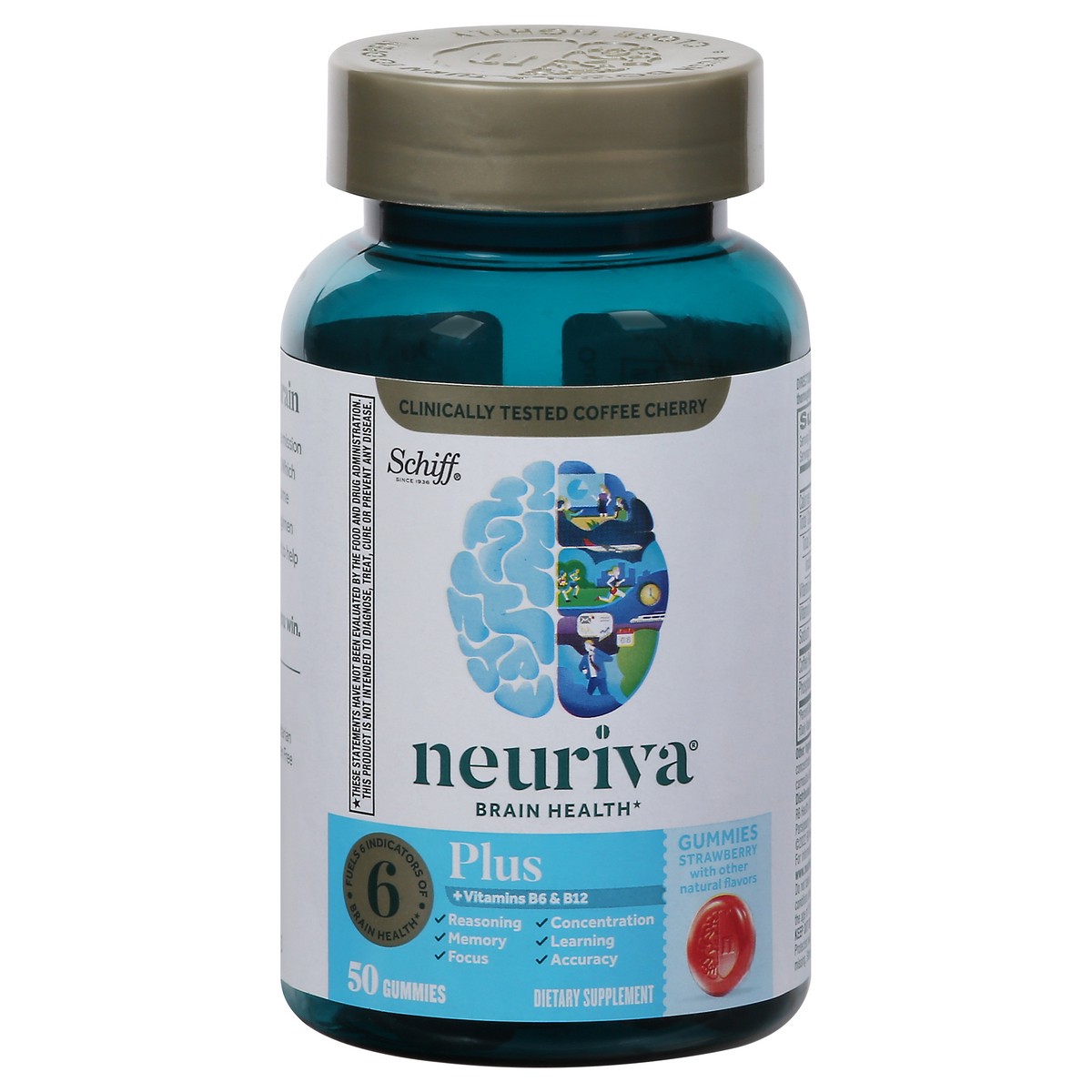 slide 1 of 9, Neuriva Strawberry Brain Health 50 Gummies, 50 ct