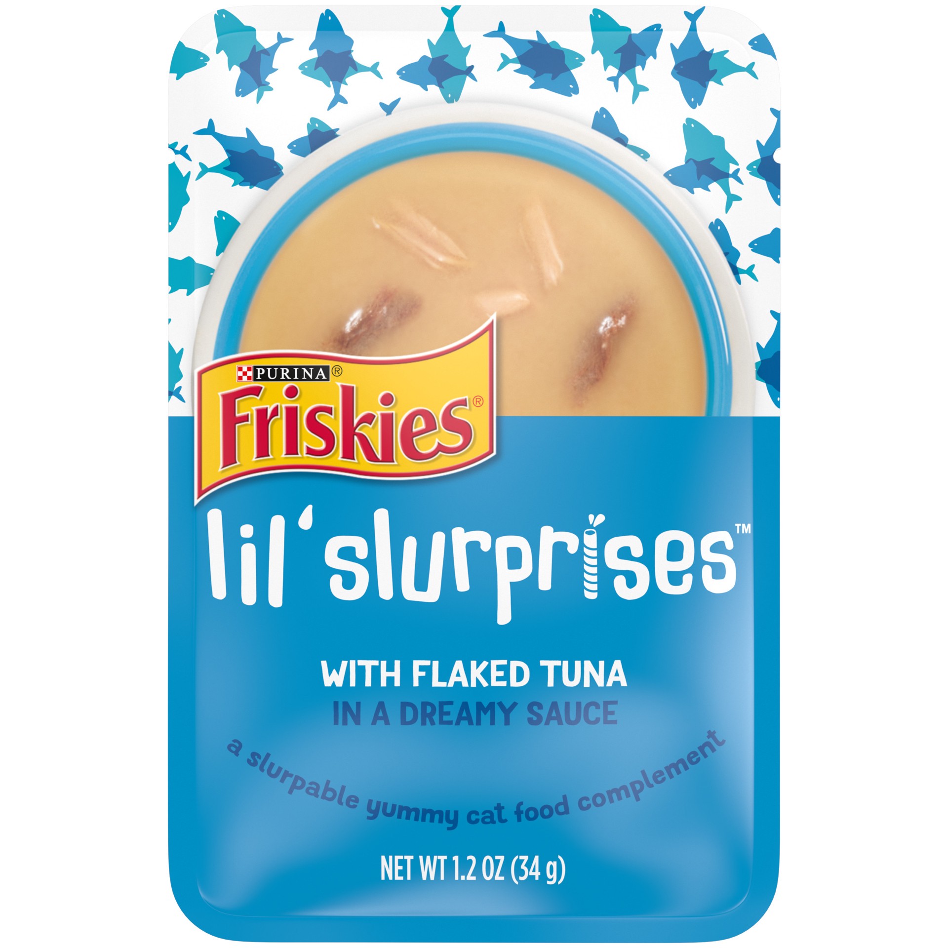 slide 1 of 7, Friskies Purina Friskies Cat Food Complement, Lil'' Slurprises With Flaked Tuna, 1.2 oz