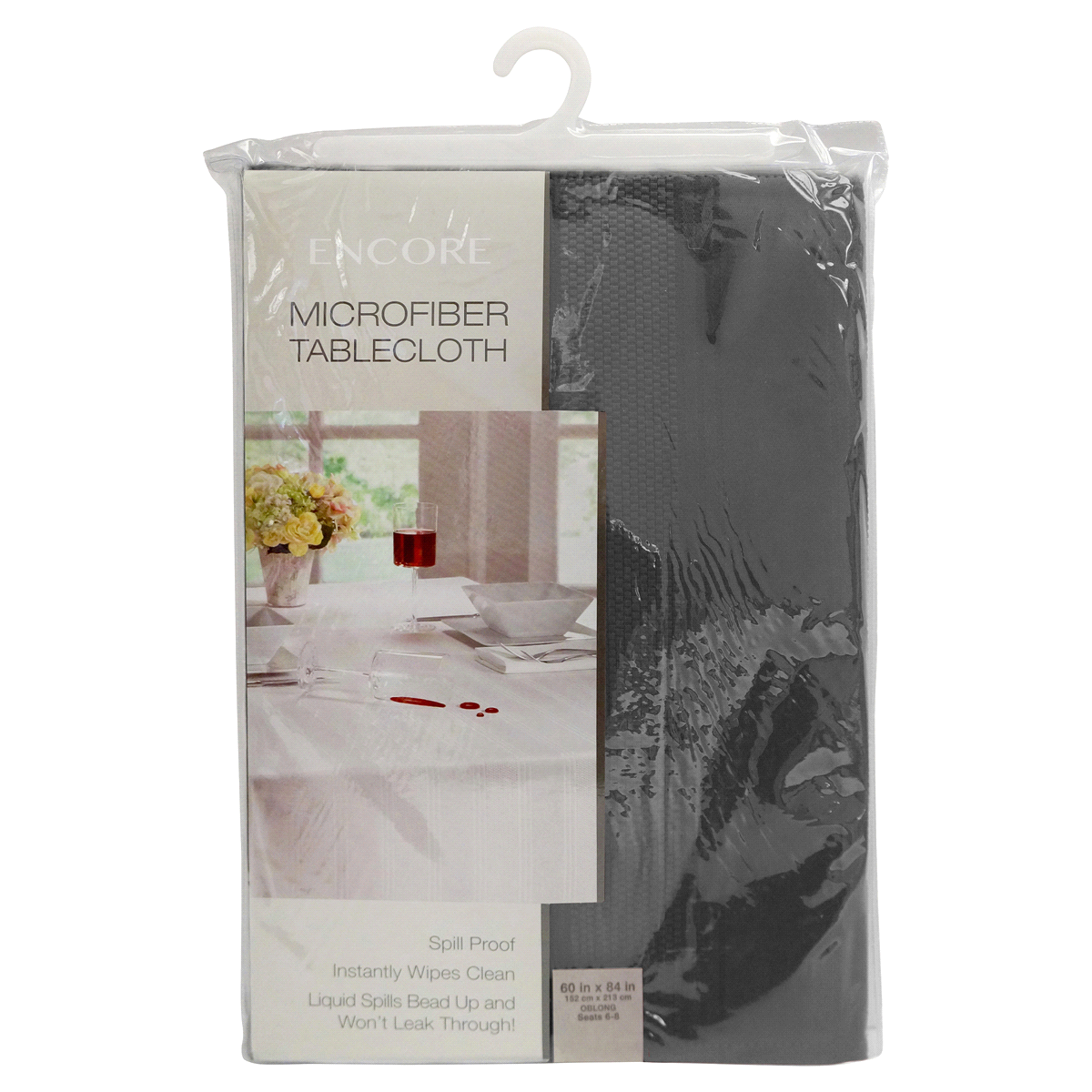 slide 1 of 1, Encore Fabric Tablecloth Slate, 52 in x 52 in