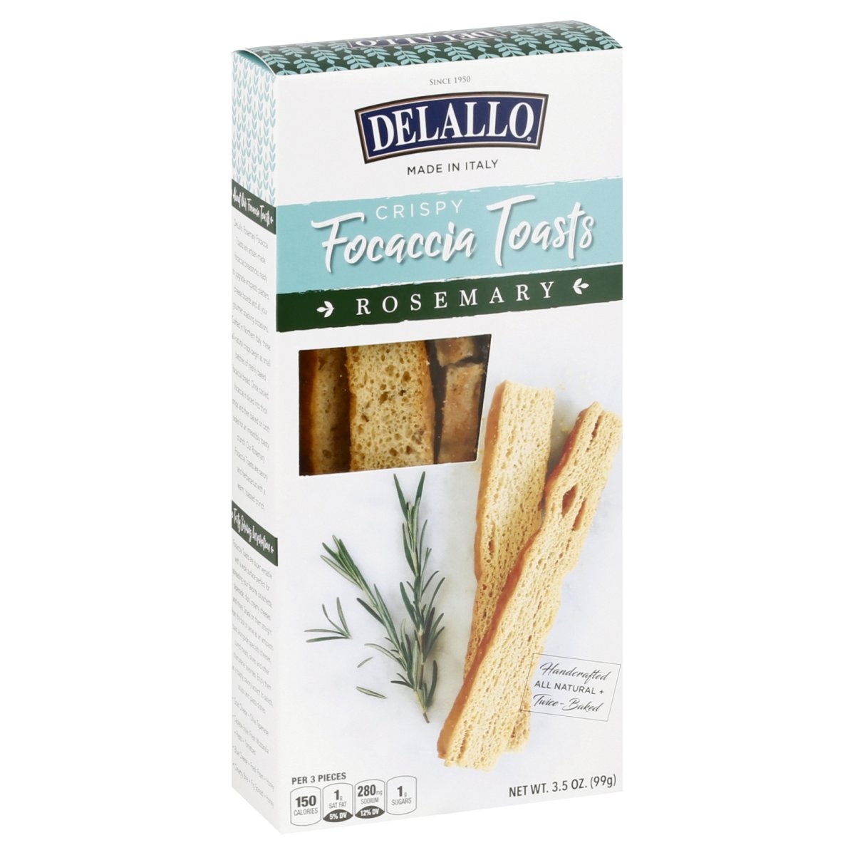 slide 1 of 1, DeLallo Focaccia Rosemary Toasts (Where Available), 3.5 oz