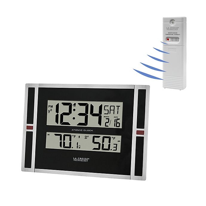 slide 3 of 3, La Crosse Technology La Crosse Atomic Digital Clock with In/Out Temperature - Black, 1 ct