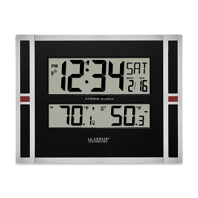 slide 1 of 3, La Crosse Technology La Crosse Atomic Digital Clock with In/Out Temperature - Black, 1 ct