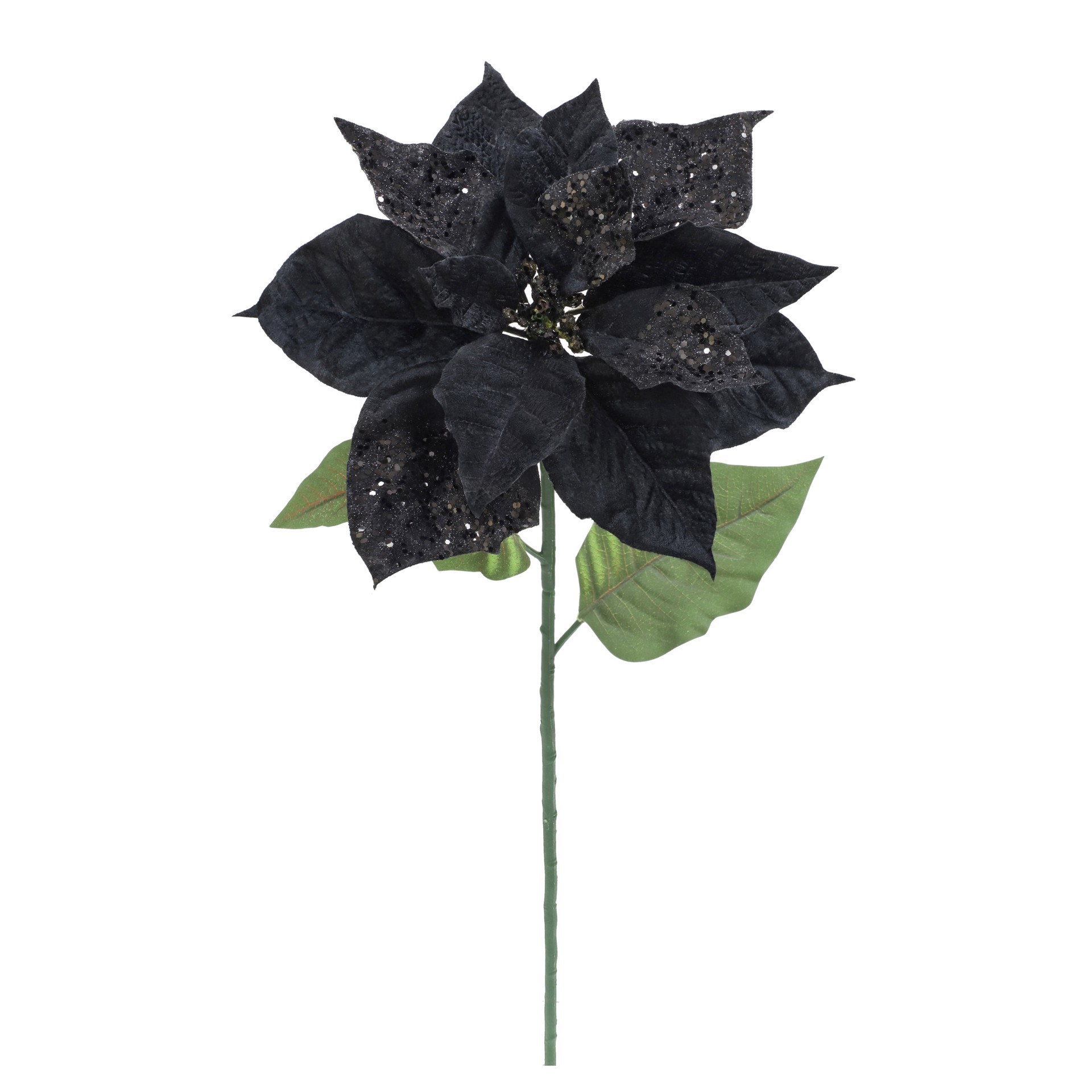 slide 3 of 3, 27" Black Glitter Poinsettia Stem By Ashland, 11 in x 11 in x 27 in