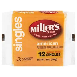 Miller's Cheese Singles American Cheese Food - 12 Each