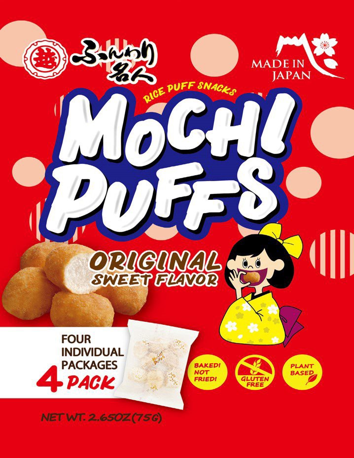 slide 1 of 1, Echigo Seika Original Sweet Flavor Mochi Puffs, 4 ct