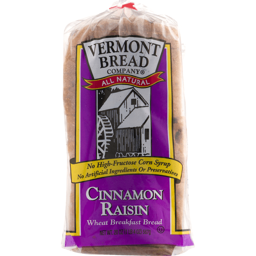 slide 8 of 8, Vermont Bread Co. Vermont Cinnamon Raisin Bread, 20 oz