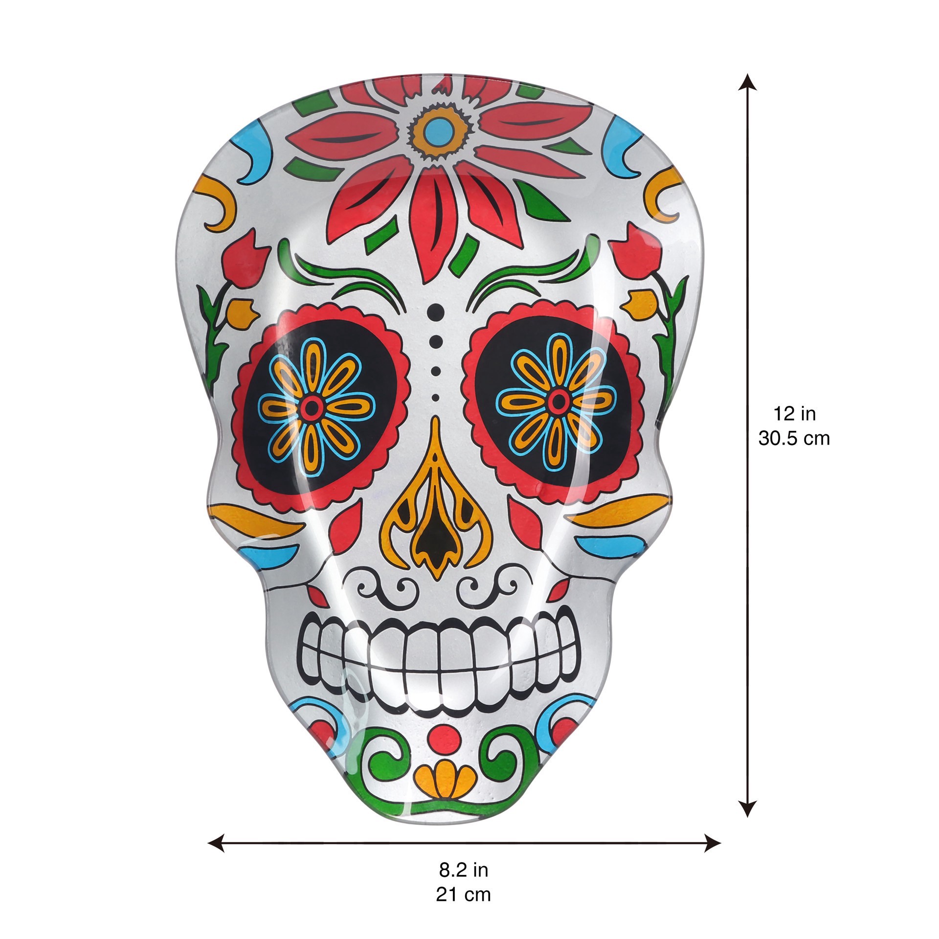 slide 3 of 6, 12" Sugar Skull Decorative Glass Plate By Ashland, 12 in