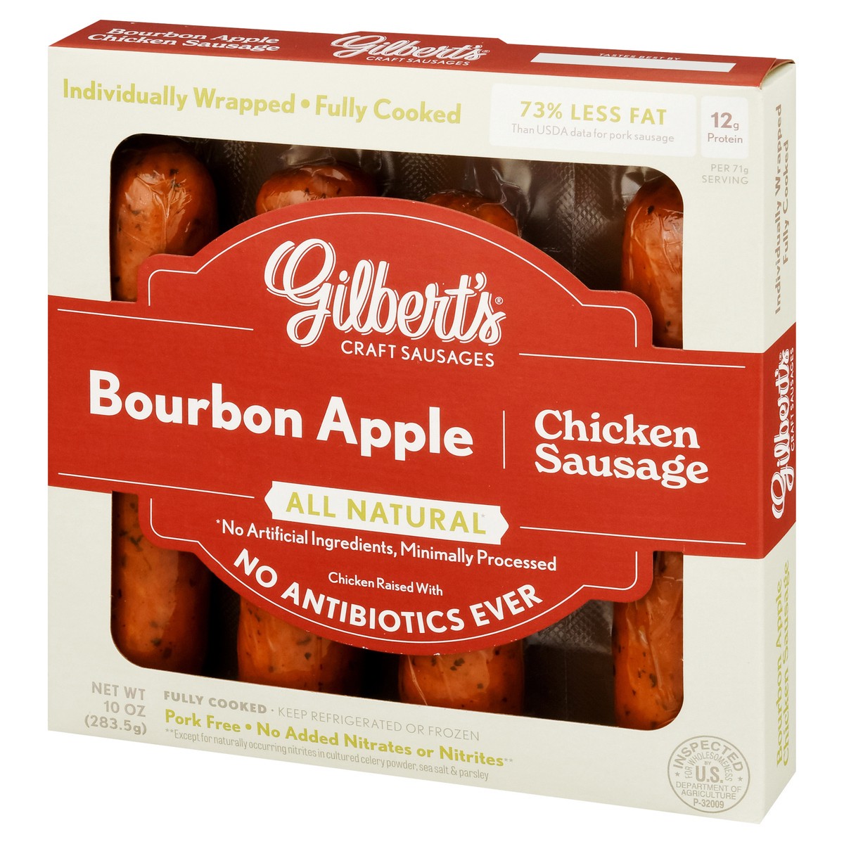 slide 3 of 9, Gilbert's Bourbon Apple Chicken Sausage 10 oz, 10 oz
