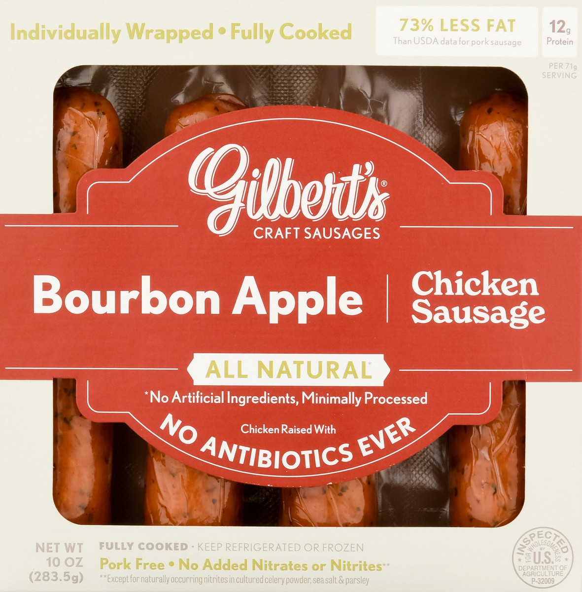 slide 6 of 9, Gilbert's Bourbon Apple Chicken Sausage 10 oz, 10 oz