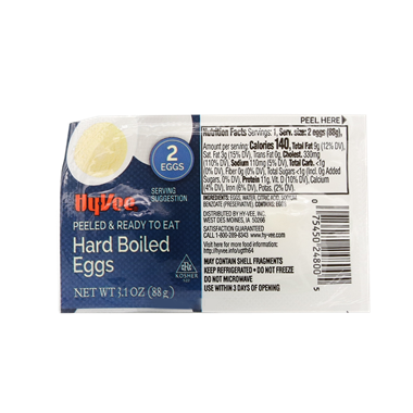 slide 1 of 1, Hy-Vee Hard Boiled Eggs, 3.1 oz