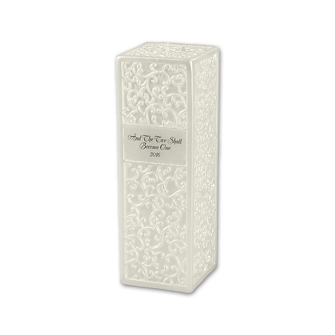 slide 1 of 1, Ivy Lane Design Embossed Flourish Square Pillar Candle - Ivory, 1 ct