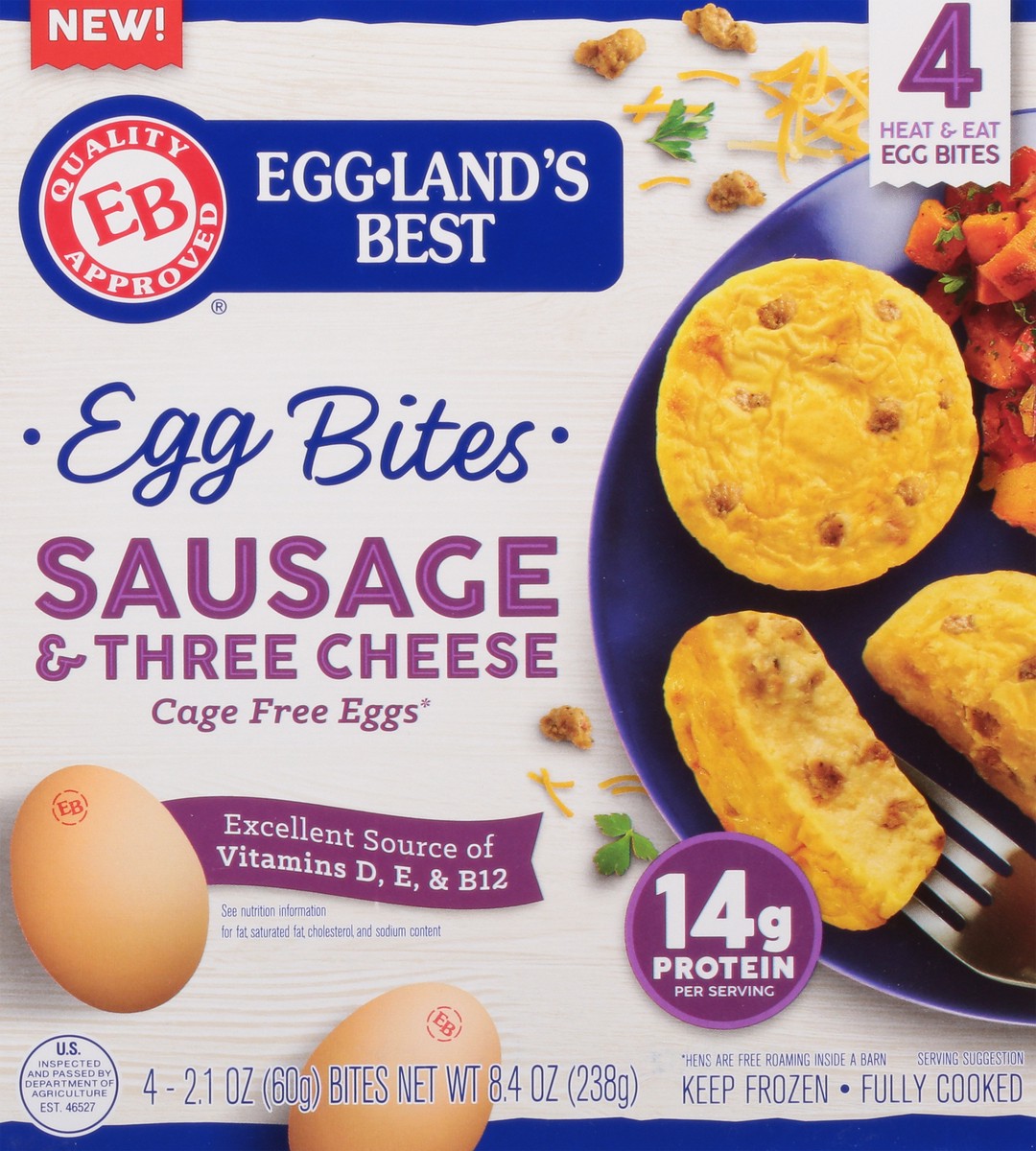 slide 1 of 1, Eggland's Best Egg Bites, Sausage & Three Cheese, 4 ct